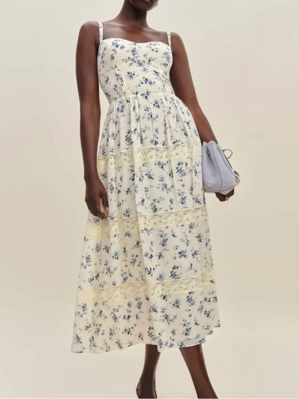 Reformation Dina Orlaya georgette and lace sundress